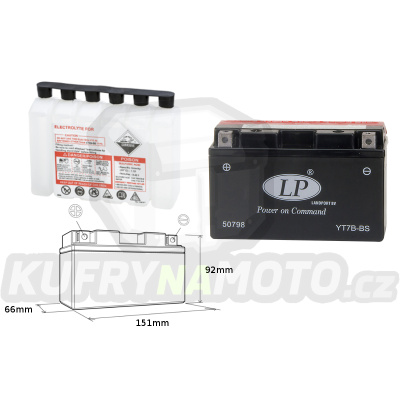 LANDPORT baterie YT7B-BS 12V 6,5AH 150X65X93 bezúdržbový (elektrolyt přibalen)