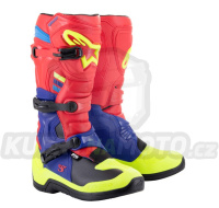 boty TECH 3, ALPINESTARS (červená/modrá/žlutá fluo/černá) 2024