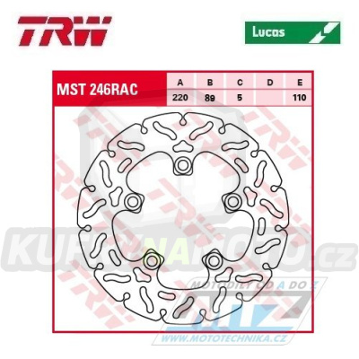 Kotouč brzdový TRW MST246RAC (220/90/5D) - zubatý design - Suzuki GSXR600 / 97-16 + SV650 + GSXR750+GSXR1000+SV1000+TL1000+GSXR1100