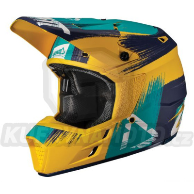 LEATT přilba CROSS MODEL GPX 3.5 V19.1 GOLD/TEAL barva  žlutá/modrá velikost L 59-60cm