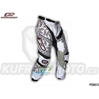 Kalhoty motokros PROGRIP 6012 TOP LINE - bílo-černo-šedé - velikost 38