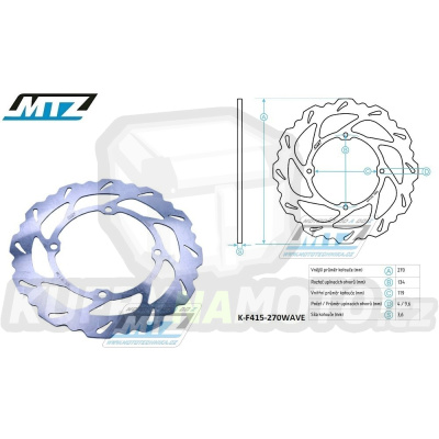 Kotouč brzdový MTZ nerezový - zubatý desing Wave (vnější průměr 270mm) - Suzuki RMZ250 / 19-24 + RMZ450 / 18-24