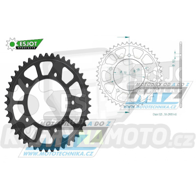 Rozeta ocelová (převodník) 1877-45zubů ESJOT 50-29051-45 - Yamaha YZF-R1 / 15-21 + YZFR1 + 900 Nikken (MXT850) / 18-20 + 900 Nikken GT (MXT850D) / 20