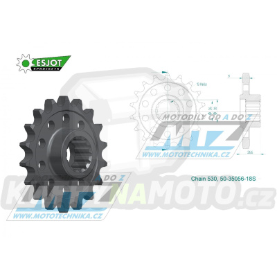 Kolečko řetězové (pastorek) 35056-18zubů ESJOT 50-35056-18S - Harley Davidson Pan America 1250 / 21-24