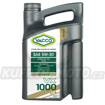 Motorový olej YACCO VX 1000 LE 5W30, 5 L