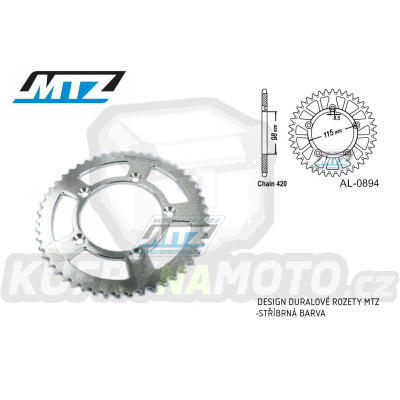 Rozeta řetězová (převodník) Dural 0894-46zubů MTZ stříbrná - KTM 65SX / 02-24 + 60SX / 97-01 + Husqvarna TC65 / 17-24 + Gas-Gas MC65