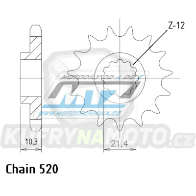 Kolečko řetězové (pastorek) 95-HQ125NO-12zubů MTZ - Husqvarna CR125 + WR125 + Gas Gas EC125 + MX125