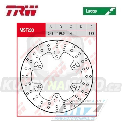 Kotouč brzdový TRW MST283 (245/115/6D) - Ducati Monster696 / 07-14 + Monster797 / 17 + Scrambler800 / 15-17 + Monster821 / 14- + Panigale899 + Panigale959