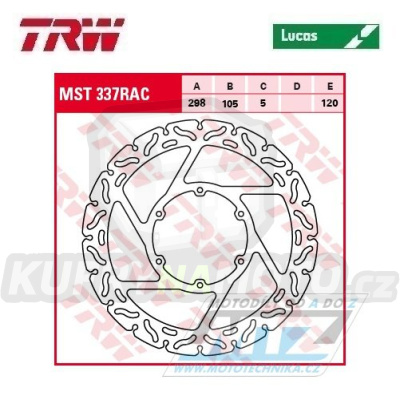 Kotouč brzdový TRW MST337RAC (298/105/6D) - zubatý design - BMW F650 / 94-01 + F650GS Dakar / 00-08 + F650GS / 08-09 + F650ST / 97-01 + F800GS / 09-10 + Husqvarna TR650 + Aprilia 650 Pegaso