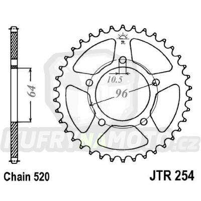 Řetězová rozeta JT JTR 254-43 43 zubů, 520