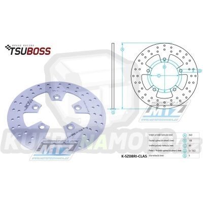 Kotouč brzdový (240/89/5D) kulatý desing CLASIC - Suzuki GSF600 Bandit+GSF650 Bandit+GSF1200 Bandit +SV650+GSX600F+GSX750F + GSX750R+GSX1100R + GSX1200 Inazuma+GSX1300R Hayabusa + RF600R+RF900+ Kawasaki J125+J300 + Kymco