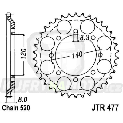 Řetězová rozeta JT JTR 477-43 43 zubů, 520