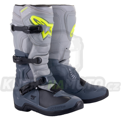 boty TECH 3, ALPINESTARS (světle šedá/šedá/černá/žlutá fluo) 2024