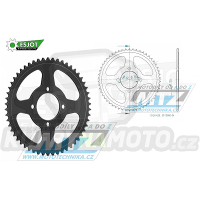 Rozeta ocelová (převodník) 1843-54zubů ESJOT 50-15060-54 - Yamaha TTR125 / 02-04 + TT-R125 E / 05-10 + TT R125 L / 02-22