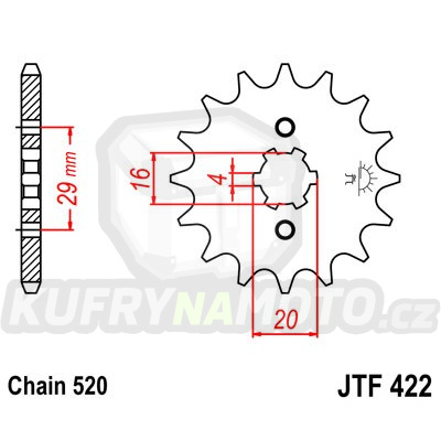 Řetězové kolečko JT JTF 422-14 14 zubů, 520
