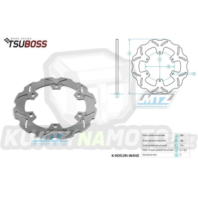 Kotouč brzdový (256/144/6D) - Honda XL1000V Varadero / 03-11+CB1100N / 17-18+CB1100RS / 17-18+CBR1100 / 98-07+CB1100SF X-Eleven / 00-03+CB1300