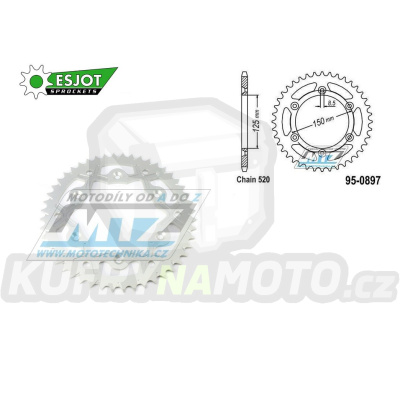 Rozeta řetězová (převodník) Dural 0897-48zubů ESJOT 53-32065-48WT - barva stříbrná - KTM 125SX+250SXF+ 360EXC+400EXCF+300XC+450XCF+440MX+790 Adventure+620 EGS+690 Duke+125LC2+ 350LC4+525SMR+690SMC + Husaberg TE250+FC350+FE450+FS450+FX450 + Husqvarna