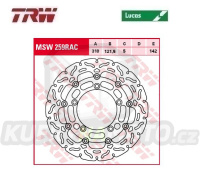 Kotouč brzdový plovoucí TRW MSW259RAC (310/121,5/5D) - zubatý design - Suzuki GSR600+DL650 V-Strom+GSF650+GSR750+GSXS750 + DL1000 V-Strom+GSF1200 Bandit+GSF1250 + GSX1300 B-King+GSX-R1300 Hayabusa+VZR1800M Intruder / 06-17