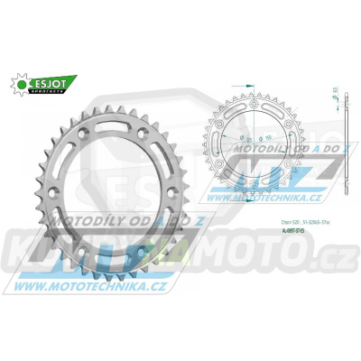 Rozeta řetězová (převodník) Dural 0897-37zubů ESJOT 51-32065-37 - barva stříbrná - KTM 125SX+ 250SXF+360EXC+400EXCF+300XC+450XCF+440MX+790 Adventure+620 EGS+690 Duke+125LC2 +350LC4+525SMR+690SMC + Husaberg TE250+FC350+FE450+FS450+ FX450 + Husqvarna F