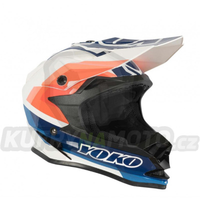 Motokrosová helma YOKO SCRAMBLE white / blue / fire XL