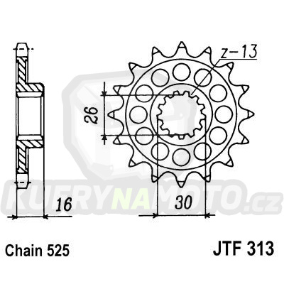 Řetězové kolečko JT JTF 313-16 16 zubů, 525