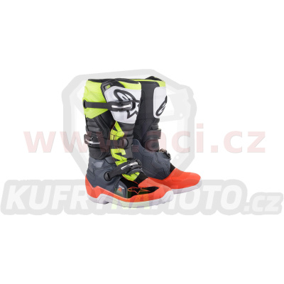 boty TECH 7 S, ALPINESTARS, dětské (šedá/červená fluo/žlutá fluo) 2024