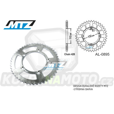 Rozeta řetězová (převodník) Dural 0895-45zubů MTZ stříbrná - KTM 85SX / 03-24 + 105SX+XC85+XC105 + Husqvarna TC85 / 14-24 + Gas-Gas MC85