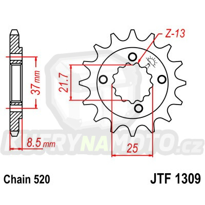 Řetězové kolečko JT JTF 1309-13 13 zubů, 520