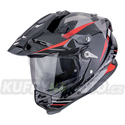 Moto přilba SCORPION ADF-9000 AIR FEAT černo/stříbrno/červená