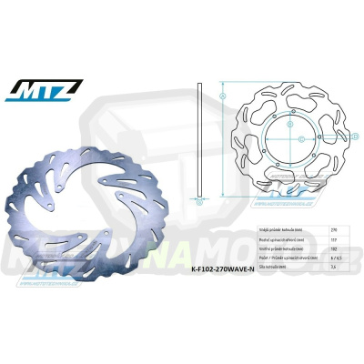 Kotouč brzdový MTZ nerezový - zubatý desing Wave (vnější průměr 270mm) - Honda CR125+CR250+CR500 + CRF250R+CRF250RX+CRF250X+CRF450R+CRF450RX+CRF450X