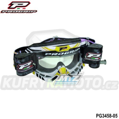 Brýle motokros Progrip 3458 Roll-Off Zoom+ XL - bílo-žluté