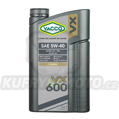 Motorový olej YACCO VX 600 5W40, 2 L
