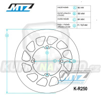 Kotouč brzdový MTZ - zubatý desing &quot;Wave&quot; - Kawasaki KX80 / 88-00 + KX100 / 95-00 + Suzuki RM80 / 89-01 + RM85 / 02-04