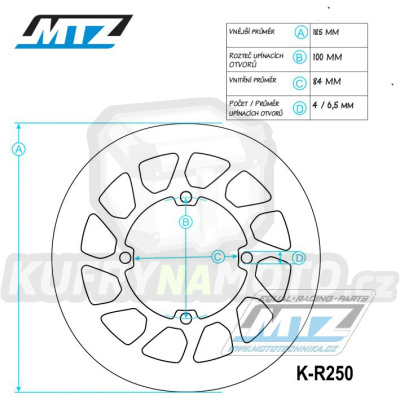 Kotouč brzdový MTZ - zubatý desing &quot;Wave&quot; - Kawasaki KX80 / 88-00 + KX100 / 95-00 + Suzuki RM80 / 89-01 + RM85 / 02-04