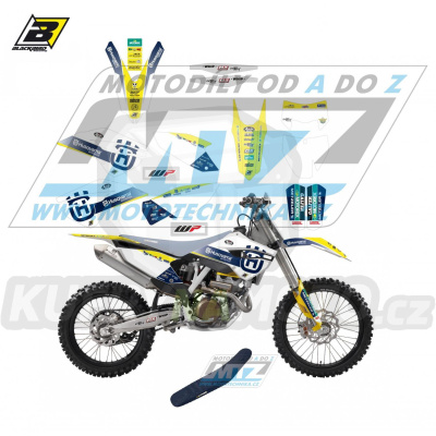 Polepy s potahem sedla (sada polepů a potah sedla Graphics) - Husqvarna FC250+FC350+FC450 + TC125+TC250 / 14-15 + FE250+FE350+FE450+FE501 + TE125+TE250+TE300 / 14-16 - typ polepů Replica Husqvarna Trophy