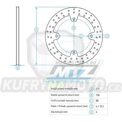 Kotouč brzdový MTZ nerezový (215/88/4D) - kulatý desing