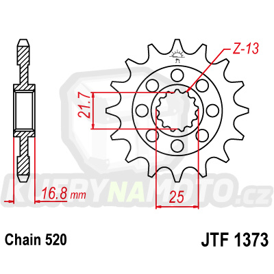 Řetězové kolečko JT JTF 1373-16RB 16 zubů, 520 pogumované