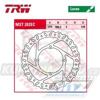Kotouč brzdový TRW MST282EC (270/109/4D) - Kawasaki KX125+KX250+KXF250+KXF450 + KLX450