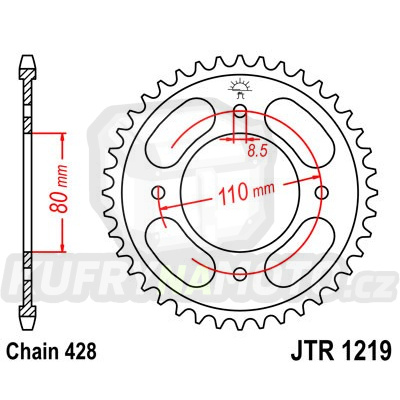 Řetězová rozeta JT JTR 1219-42 49 zubů, 428