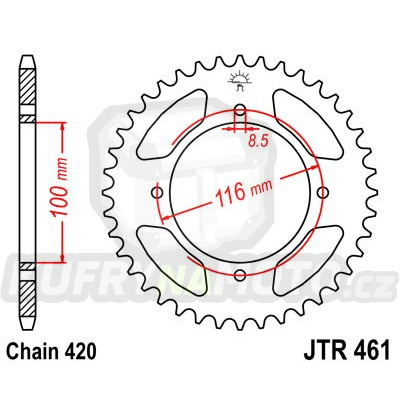 Řetězová rozeta JT JTR 461-49 49 zubů, 420