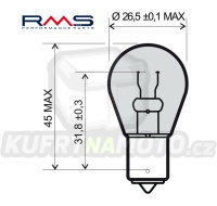Žárovka RMS 246510195 12V 21W , P21W BA15S bílá