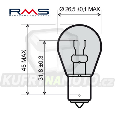 Žárovka RMS 246510195 12V 21W , P21W BA15S bílá