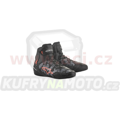boty FASTER-3, ALPINESTARS (černá/šedá maskáčová/červená fluo)