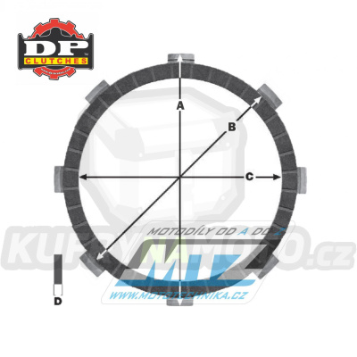 Lamely spojkové třecí (s obložením) DP Clutches - Kawasaki KX60+KX65+KX80+ KLX110+KH125 + Modenas Kriss110 + Suzuki RM60+RM65+DR110Z