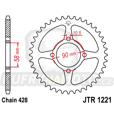 Řetězová rozeta JT JTR 1221-45 45 zubů, 428