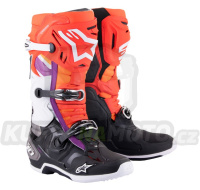 boty TECH 10, ALPINESTARS (oranžová/žlutá/fialová/bílá/černá) 2024