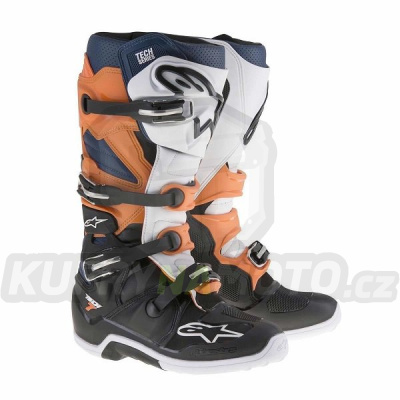 Boty Alpinestars TECH7 offroadové/motocrossové - černo-bílo-oranžové