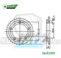 Rozeta ocelová (převodník) 0491-38zubů ESJOT 50-32074-38 - Ducati 750+851+906