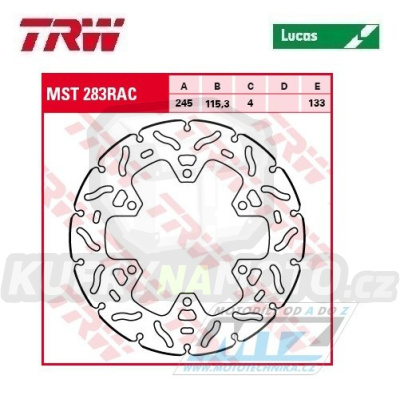 Kotouč brzdový TRW MST283RAC (245/115/6D) - zubatý design - Ducati Monster696 / 07-14 + Monster797 / 17 + Scrambler800 / 15-17 + Monster821 / 14- + Panigale899 + Panigale959
