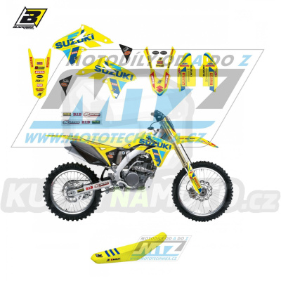 Polepy s potahem sedla (sada polepů a potah sedla Graphics) - Suzuki RMZ250 / 10-18 - typ polepů Replica Suzuki Restyle